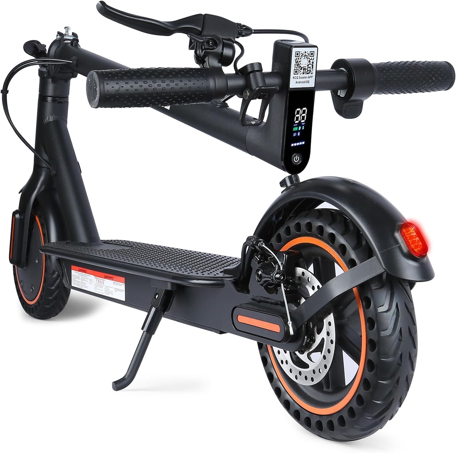 Scooter eléctrico para adultos, pico de 500 W, velocidad máxima de 19 mph, alcance de 19 millas, neumáticos sólidos de 8,5 pulgadas, scooter eléctrico plegable portátil para desplazamientos con frenos dobles, control de aplicación y luces delanteras y traseras