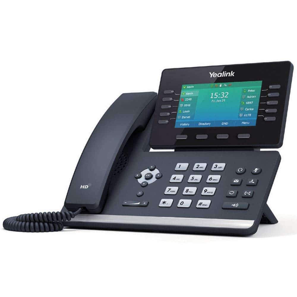 Yealink T54W Teléfono IP, 16 Cuentas VoIP, Pantalla a Color de 4,3 Pulgadas, USB 2.0, Wi-Fi 802,11ac, Gigabit Ethernet de Doble Puerto, PoE 802,3af, Adaptador de Corriente No Incluido (SIP-T54W)