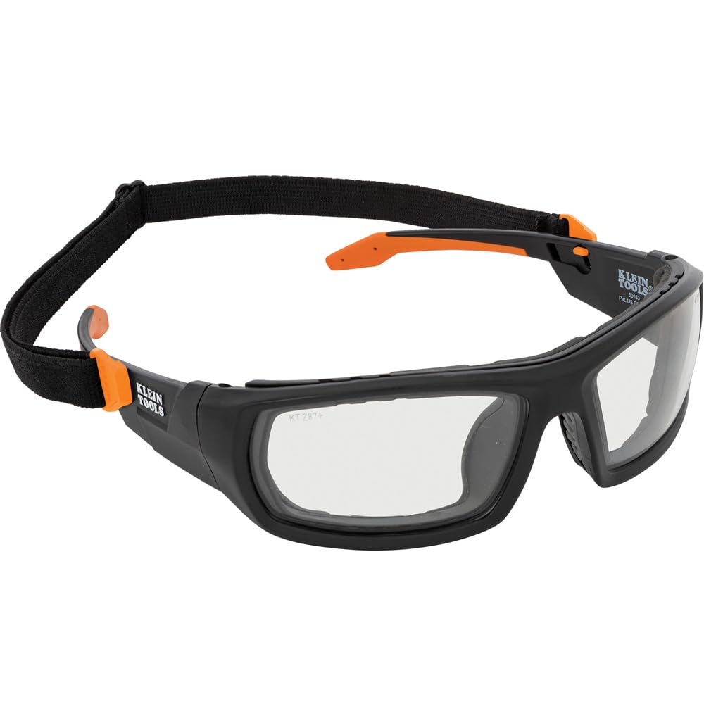 Klein Tools 60538 Gafas de seguridad con juntas, gafas protectoras profesionales de EPI, montura completa, resistentes a los arañazos, antivaho, lentes para interiores y exteriores