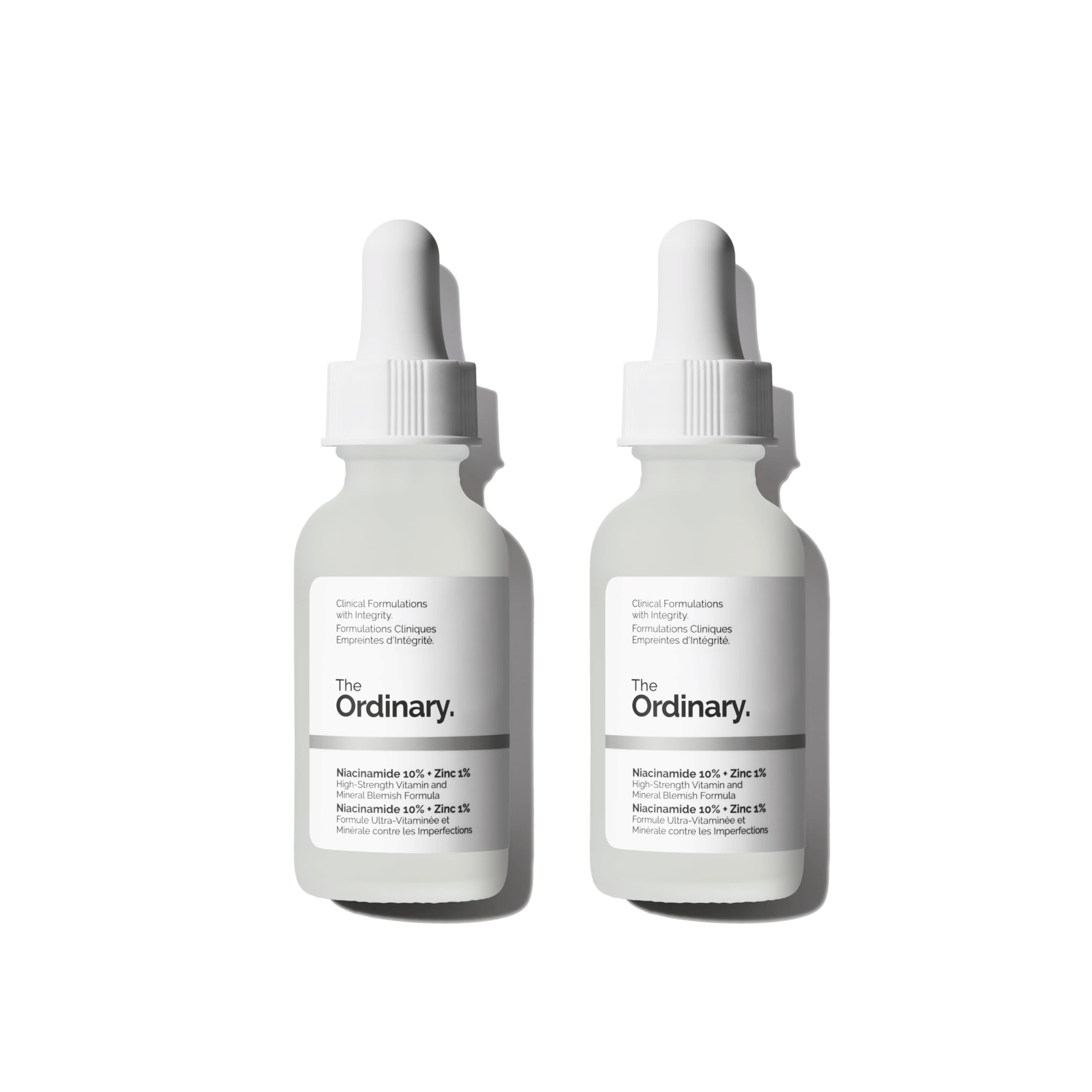 The Ordinary Niacinamida 10% + Zinc 1%, suero suavizante para pieles propensas a imperfecciones, 1 fl oz (paquete de 2)