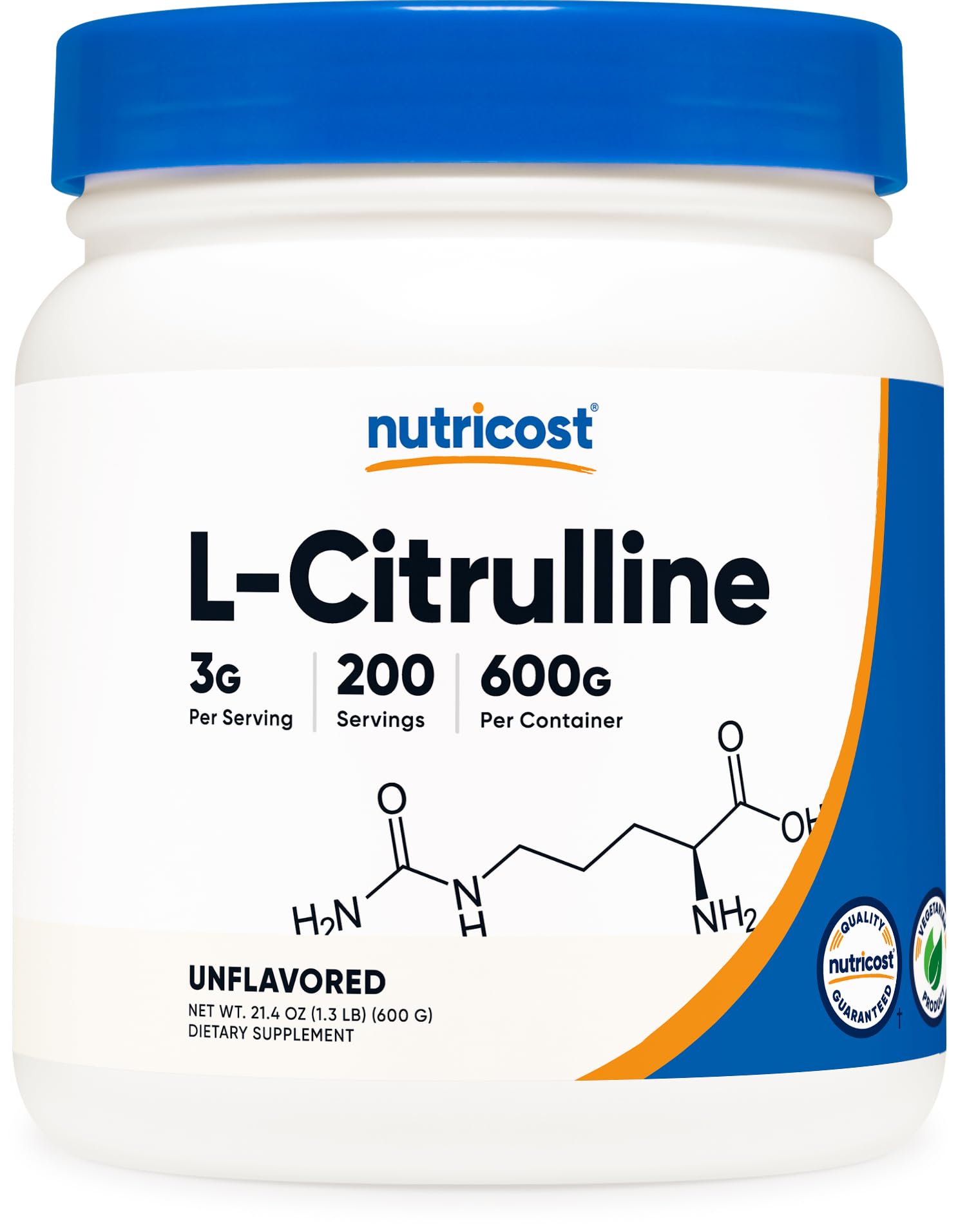 Nutricost Pure L-Citrulline (Base) en polvo (600 gramos)
