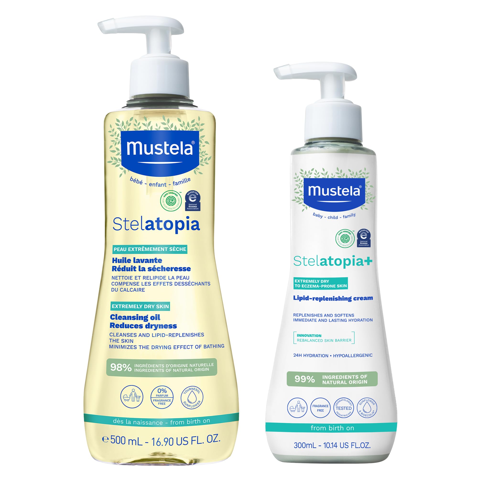 Mustela Stelatopia Set de regalo para la hora del baño para pieles propensas al eccema, 2 artículos