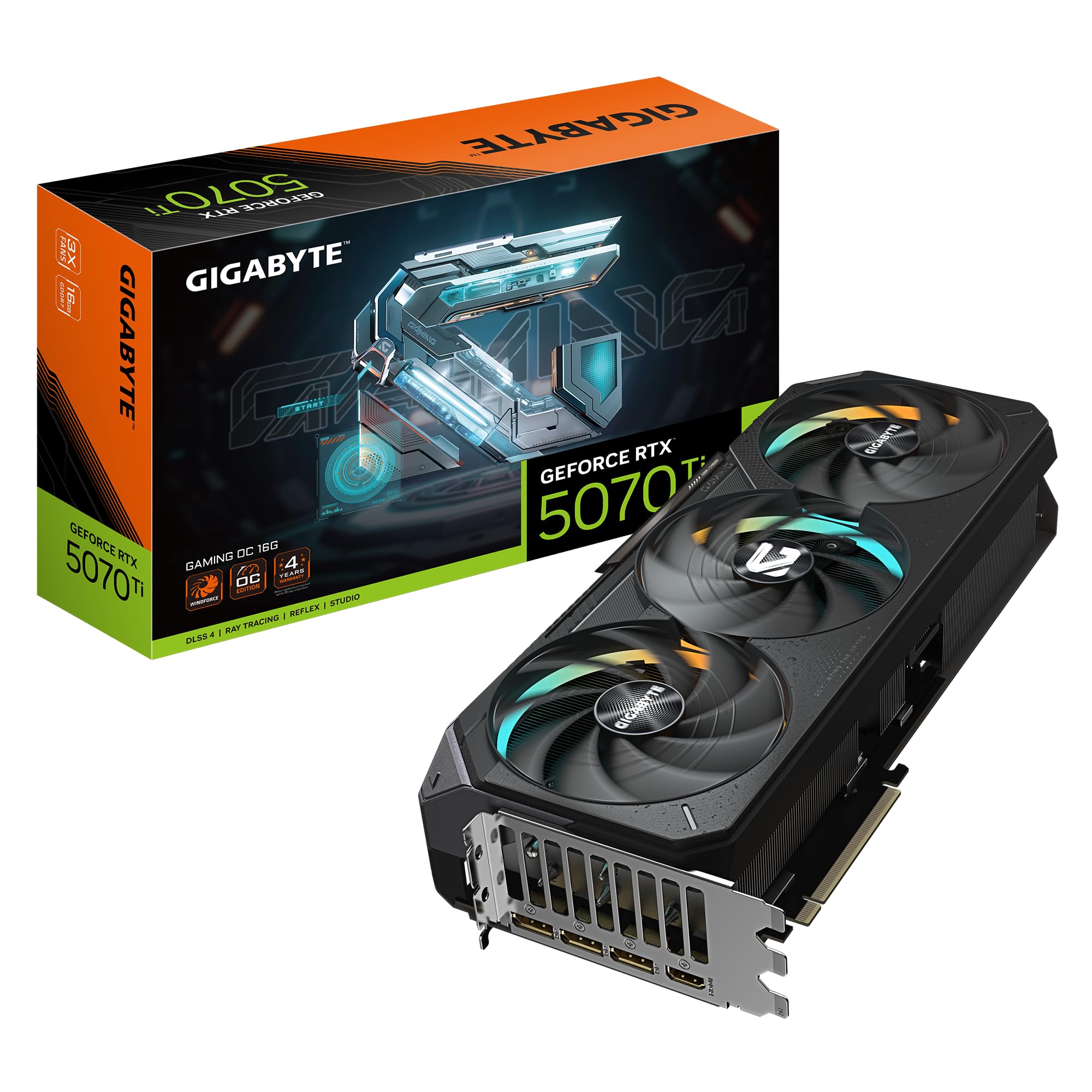 Tarjeta gráfica GIGABYTE GeForce RTX 5070 Ti Gaming OC 16G, 16 GB GDDR7 de 256 bits, PCIe 5,0, sistema de refrigeración WINDFORCE, tarjeta de vídeo GV-N507TGAMING OC-16GD