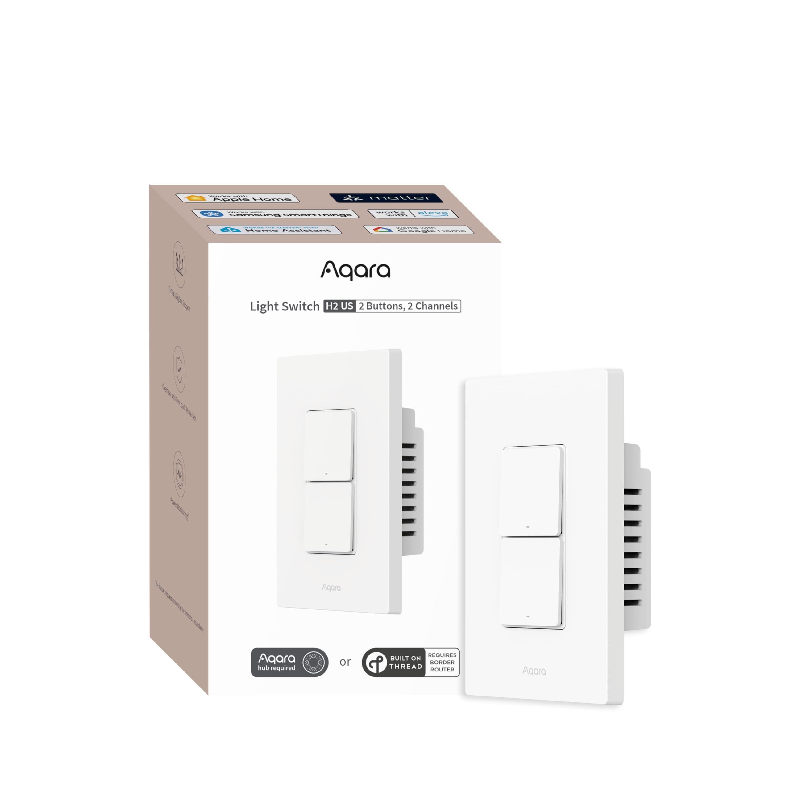 Aqara Smart Light Switch H2 (2-in-1 Neutral, 2 Buttons, 2 Channels)