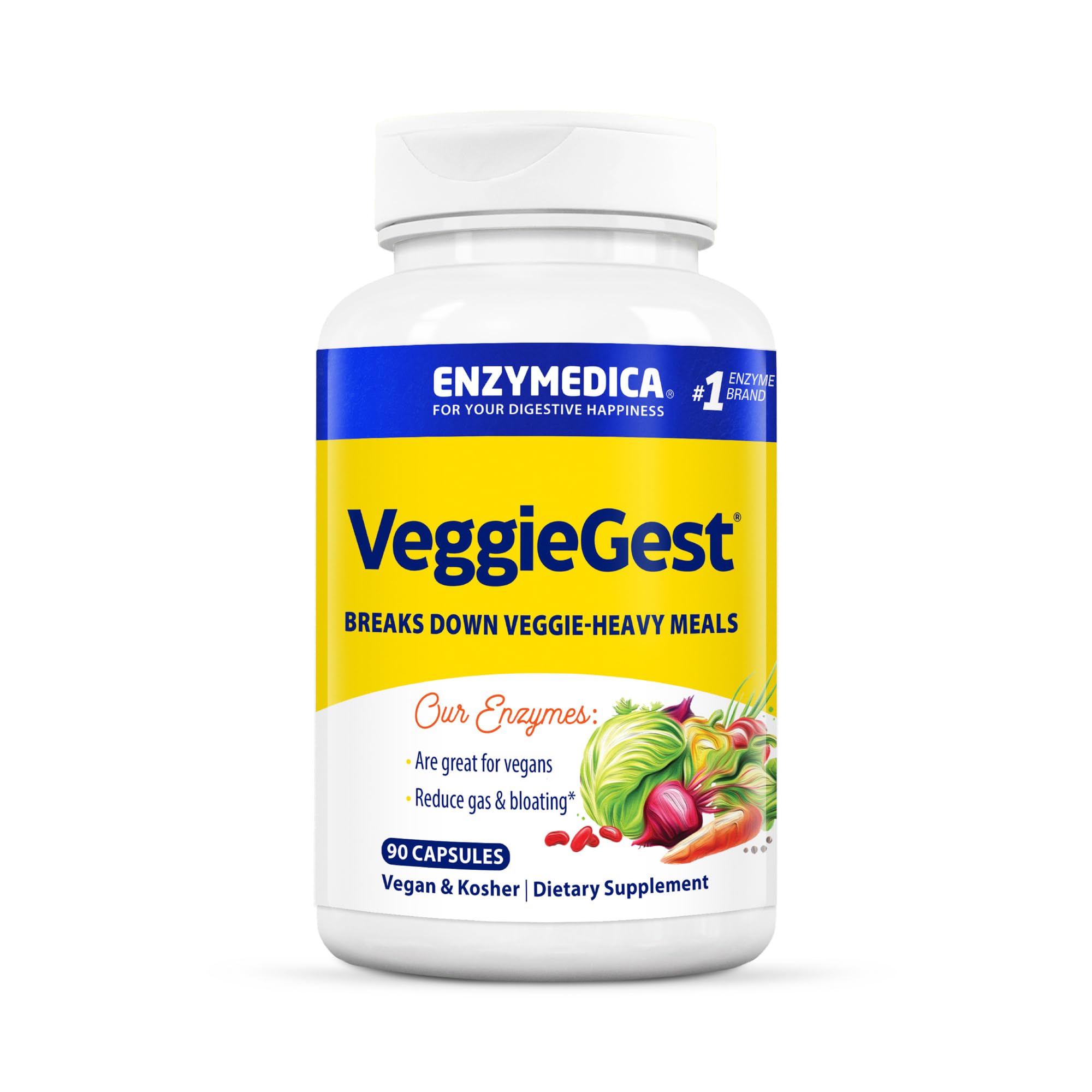 Enzymedica VeggieGest, Support for Vegetarian/Vegan Diets - 90 Capsules
