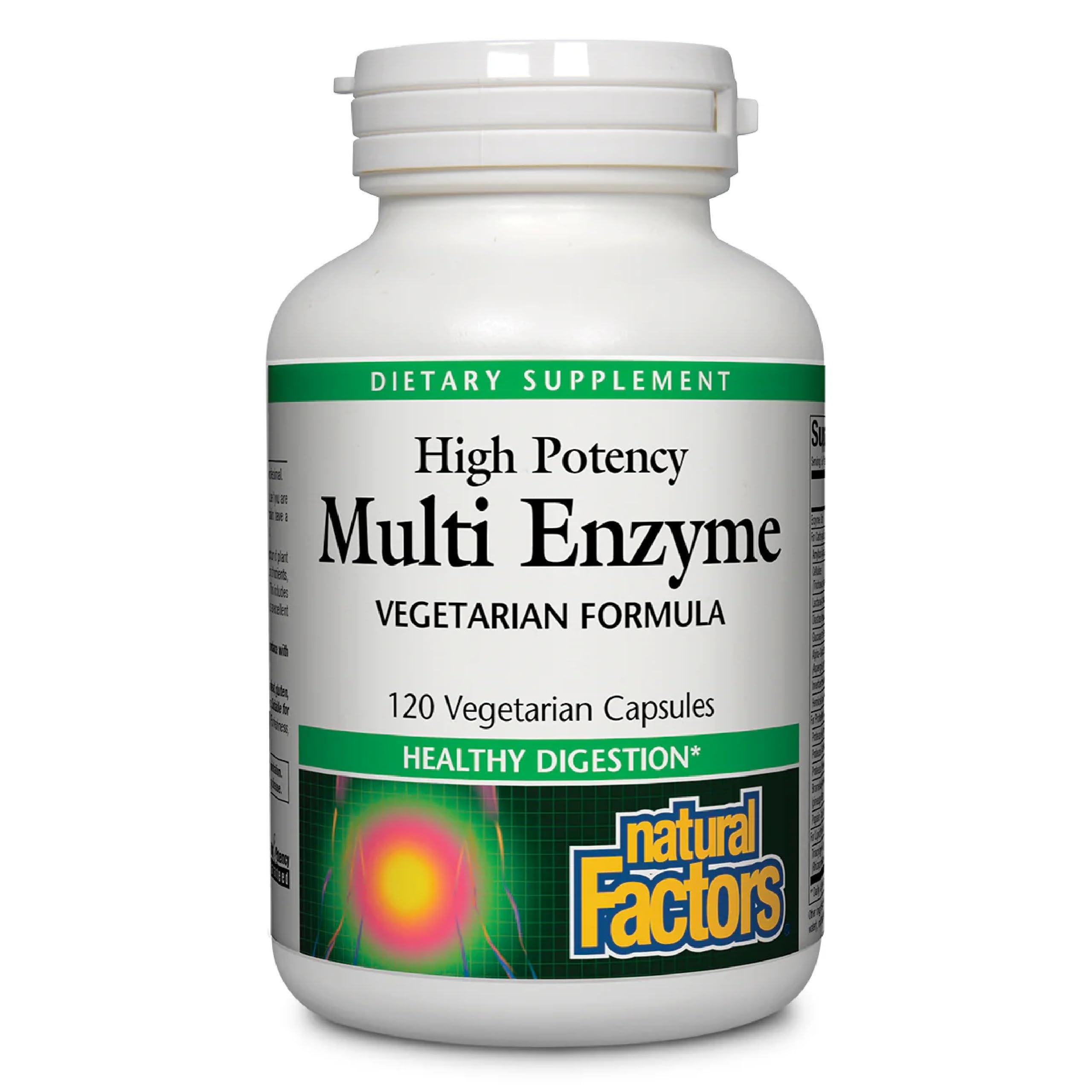 Natural Factors, High Potency Multi Enzyme Vegetarian Formula, Plant-Based Digestive Aid, 120 Capsules