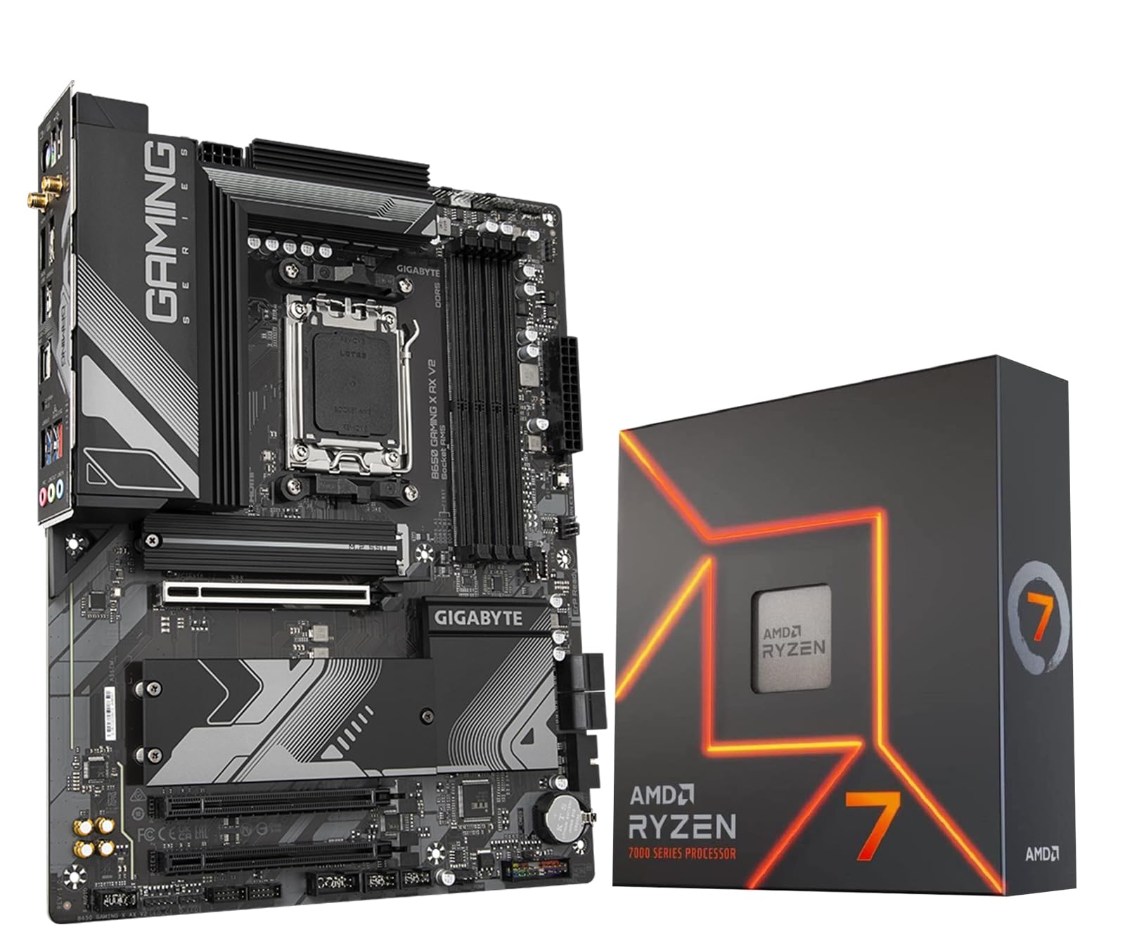 INLAND AMD Ryzen 7 7700X CPU Processor with GIGABYTE B650 Gaming X AX V2 Motherboard (AM5, ATX, DDR5, USB 3,2 Gen2x2 Type-C, Wi-Fi 6E), Soly by Micro Center