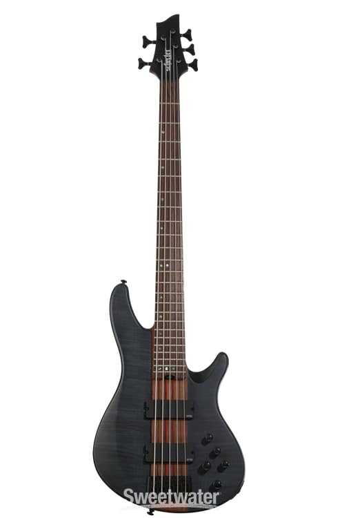 Schecter Charles Berthoud CB-5 Electric Bass Guitar - See-thru Black Satin