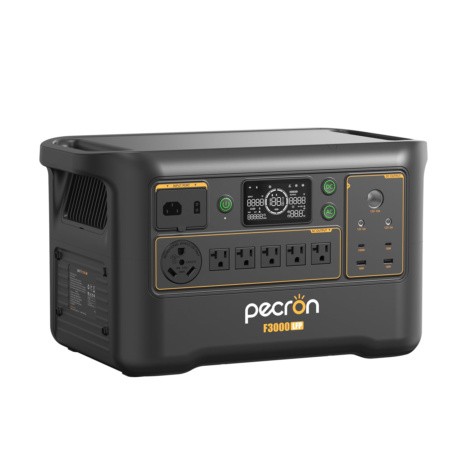 PECRON Portable Power Station F3000LFP, 3072Wh Solar Generator, 3600W LiFePO4 Battery Home Backup, Fast Charging Power Station Expand Capacity to 10752Wh, Solar Generators for Home Use, Camping, RV