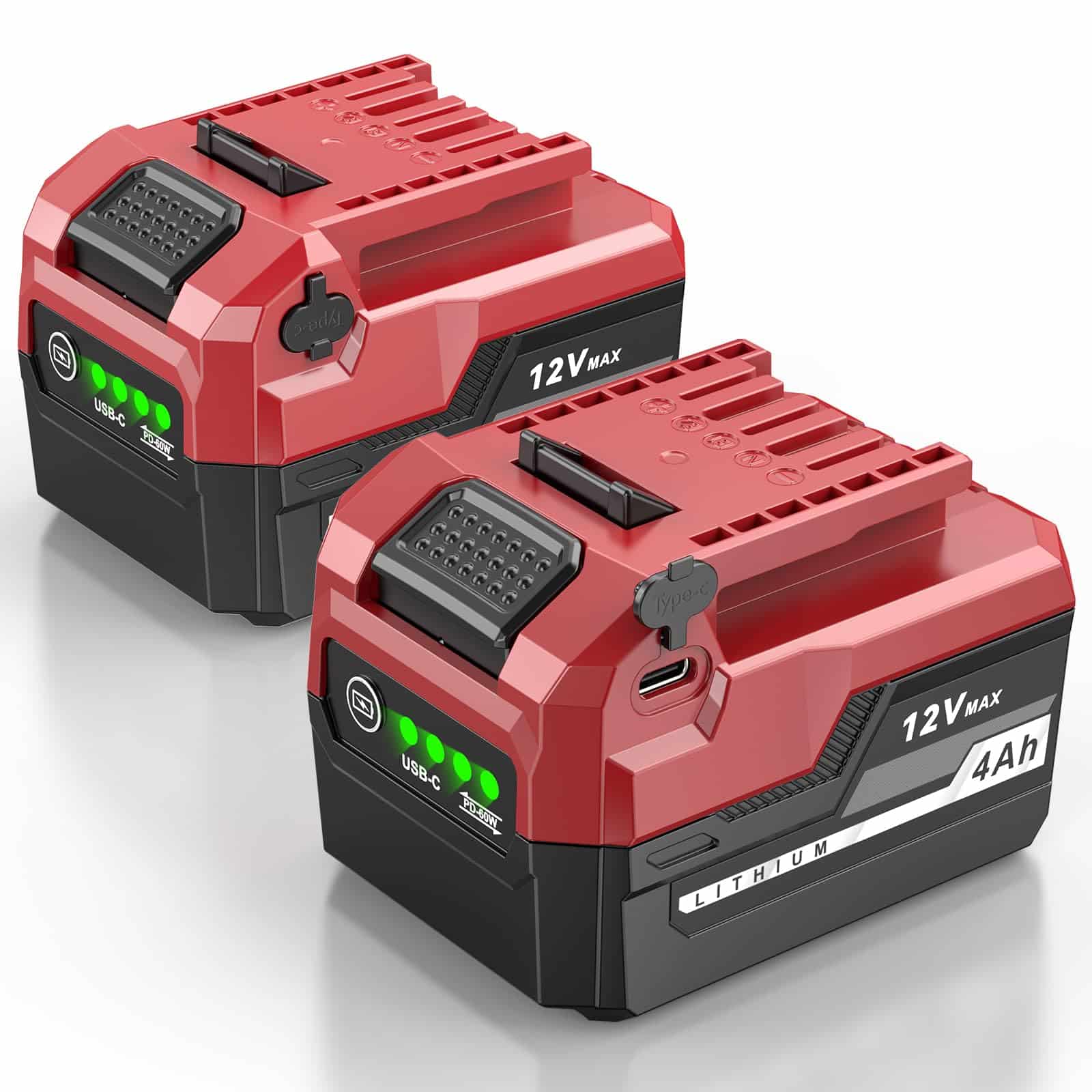 PENGJBATTER 2 Packs 12V 4000mAh True Capacity Battery with USB-C Port, Compatible with SKIL PWR CORE 12V Battery BY5040A-00 BY5020A-00 CB5020A-22 CB5020A-11,Compatible with SKIL PWRCORE 12 Volt Tools
